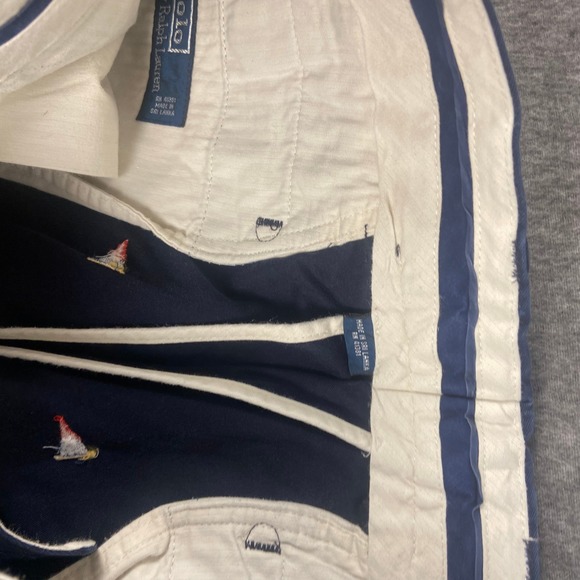 Polo Ralph Lauren Men's Navy Blue Shorts Sailboat Flag Print Cotton Casual - Picture 8 of 9